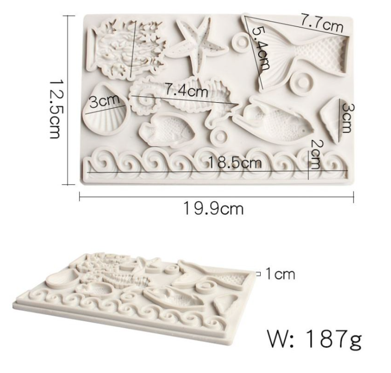 Mermaid sea coral mould ocean waves seahorse tail seashell cake decorating craft mold