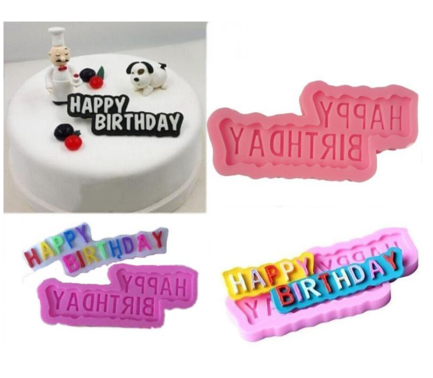 Happy birthday silicone mould words alphabet greetings mold