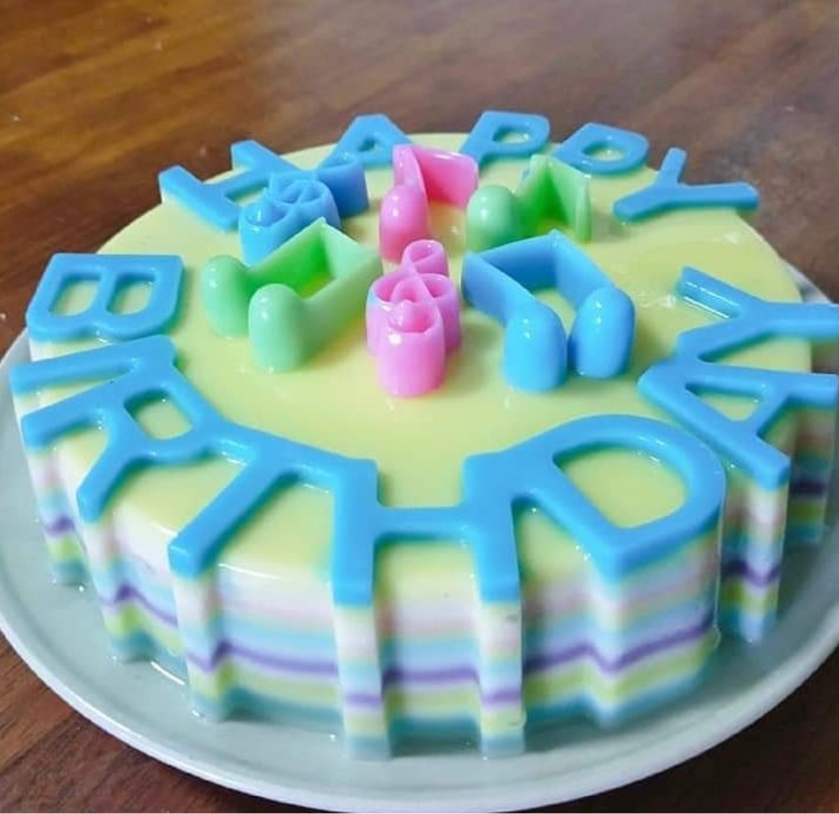 8 inch Happy birthday mould for jelly or mousse cake agar agar pudding cake silicon mold