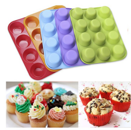 12 cavity cupcake pan muffin baking pan tray cups silicone mould