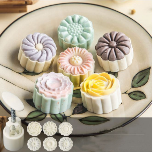 Mooncake mould 50g with 6 patterns mooncakes plastic press mold