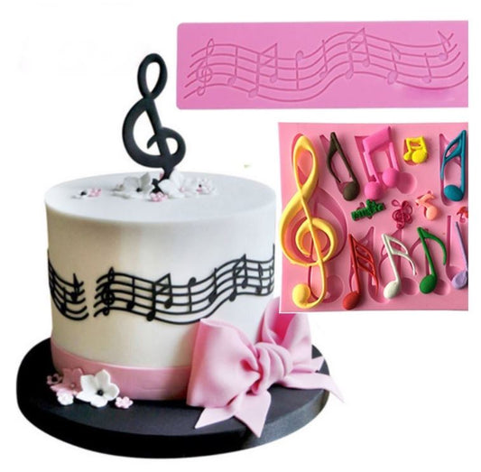 Music mould notes treble clef musical notation violin trumpet guitar mould for fondant cake decorating silicon mold
