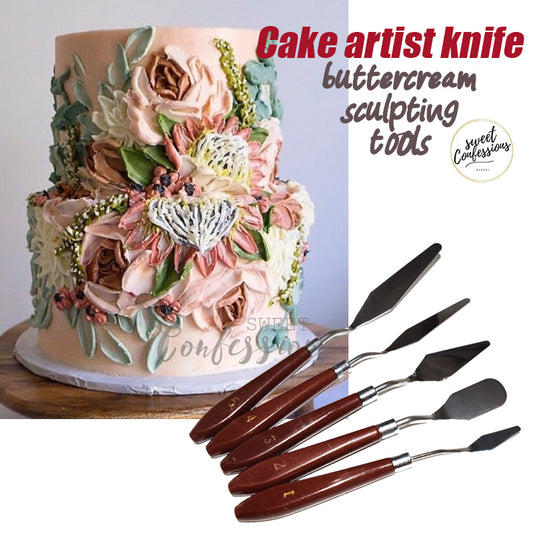 Set of 5 - Cake painting Buttercream sculpting knife cake decorating spatula palette knife