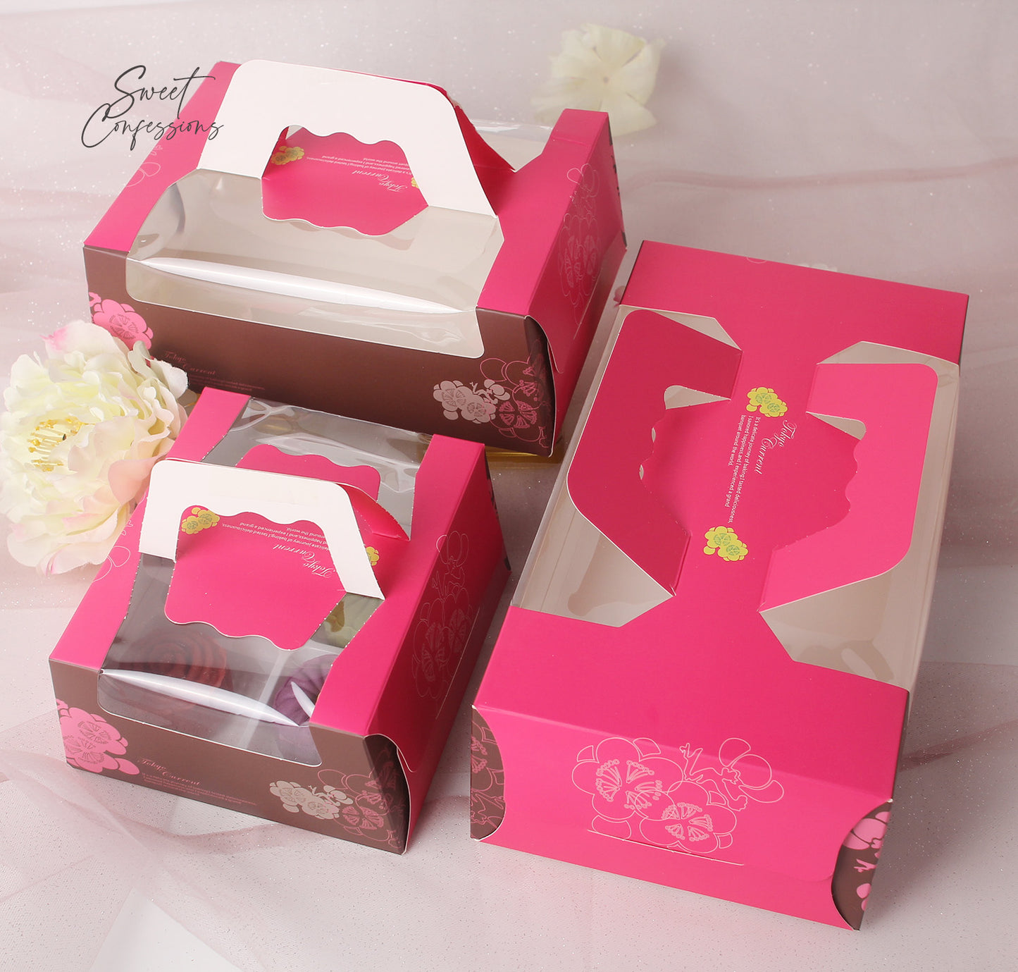 (Free Tray) Mooncake box Red Pink 4 cavity 6 slot 8 mooncake plastic packing gift