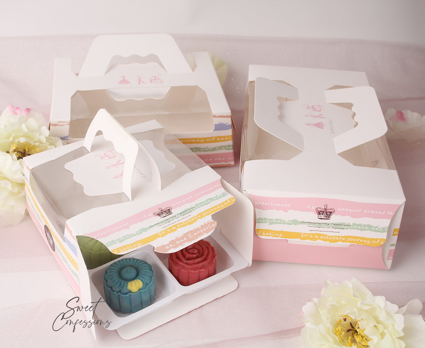 (Free Tray) Mooncake box Red Pink 4 cavity 6 slot 8 mooncake plastic packing gift