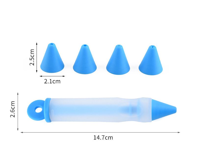 4 design nozzles - Chocolate food decorating writing nozzle pen