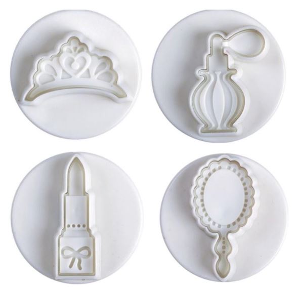 Perfume mirror lipstick crown fondant plunger cookie cutter ladies girls birthday