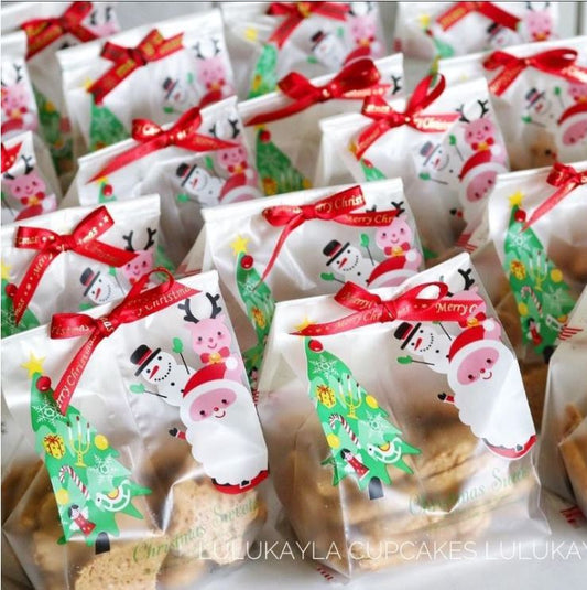 20pcs Christmas cookie wrappers xmas cookie gift packaging plastic bag