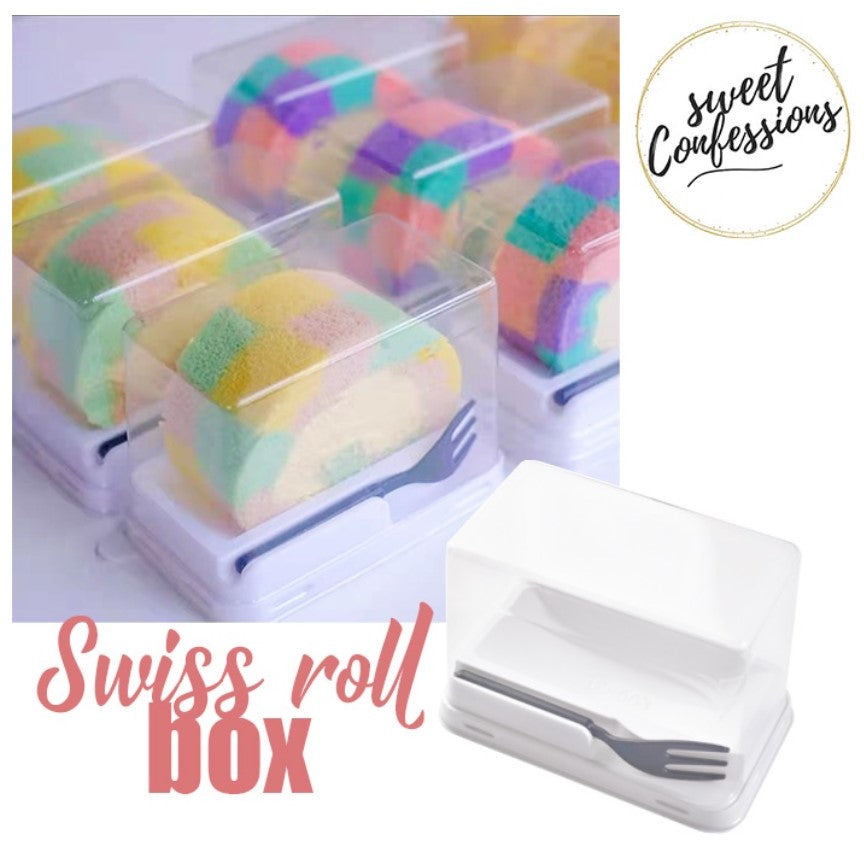 🔥 10pcs swiss roll slice log cake slices cake box semi-circle transparent tray