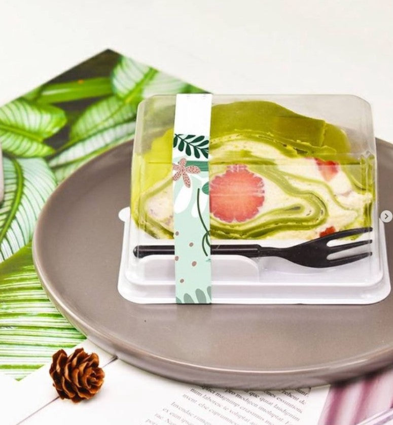 🔥 10pcs swiss roll slice log cake slices cake box semi-circle transparent tray