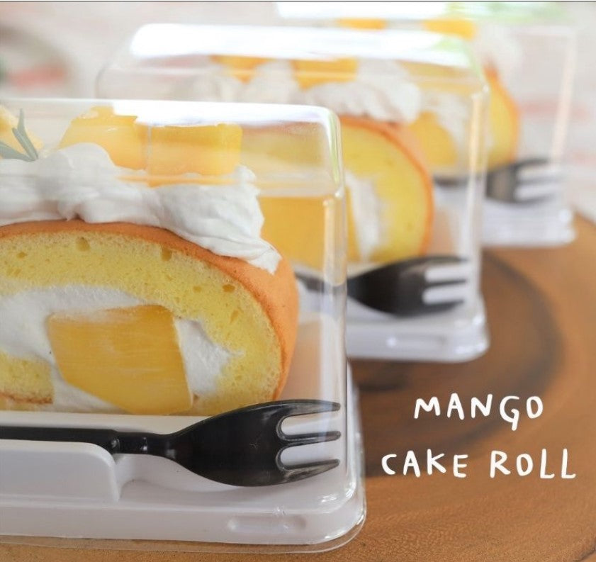 🔥 10pcs swiss roll slice log cake slices cake box semi-circle transparent tray