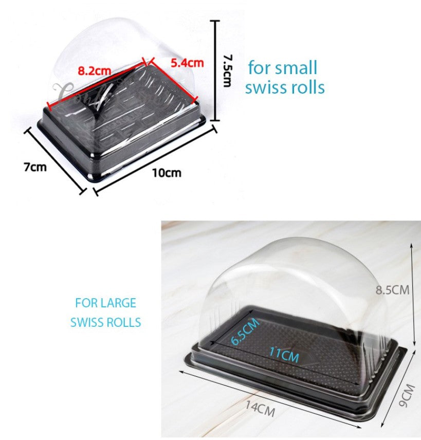 🔥 10pcs swiss roll slice log cake slices cake box semi-circle transparent tray