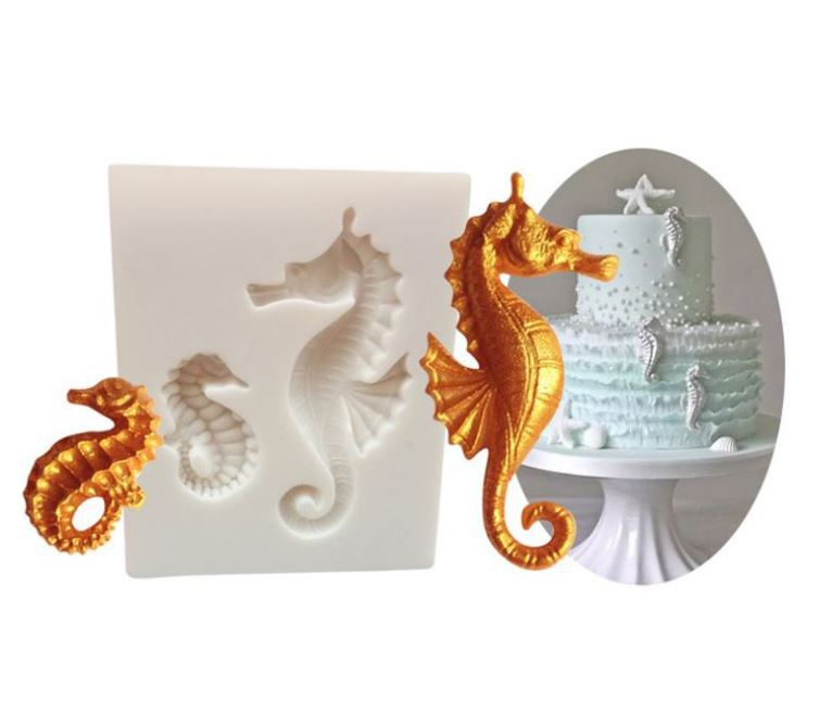 Seahorse silicone mould for ocean aquatic mermaid theme cake decorating mold