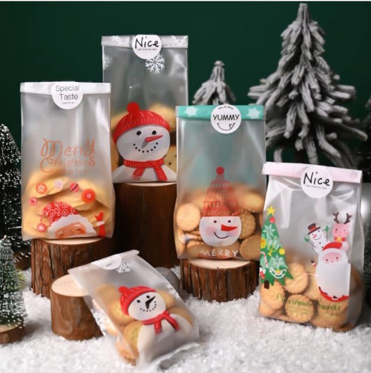20pcs Christmas cookie wrappers xmas cookie gift packaging plastic bag