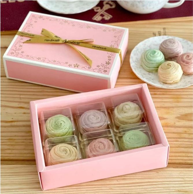 Gift packaging box - 50g / 80g Cake pastry tart pink mooncake boxes for mid autumn festival