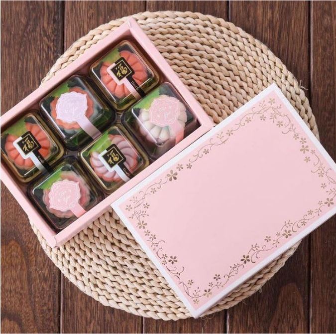 Gift packaging box - 50g / 80g Cake pastry tart pink mooncake boxes for mid autumn festival
