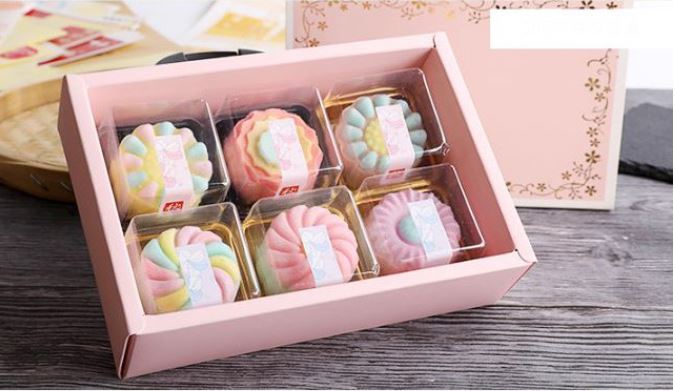 Gift packaging box - 50g / 80g Cake pastry tart pink mooncake boxes for mid autumn festival