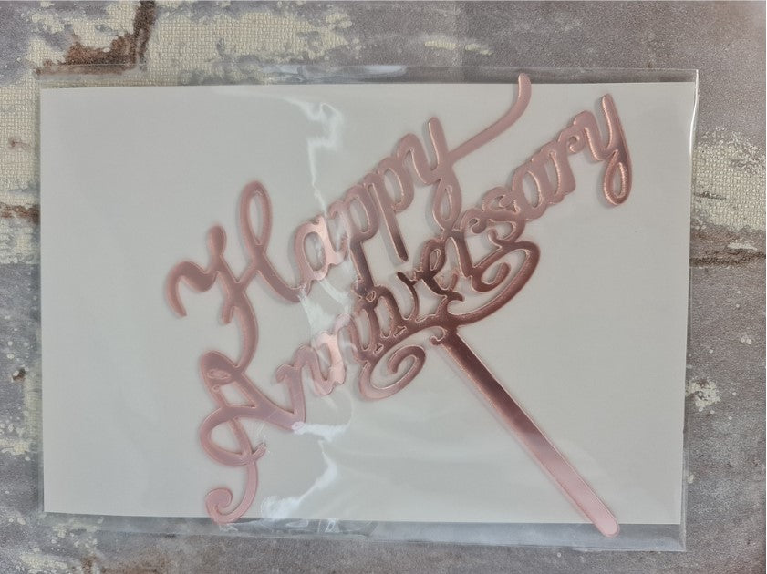 Happy anniversary cake topper gold wedding gift tag