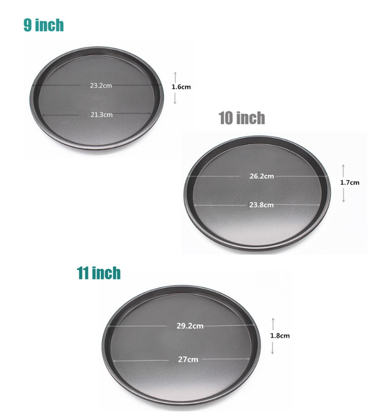 6-14 inch Pizza pan / shallow cake pan bread bun baking tray metallic baking mould