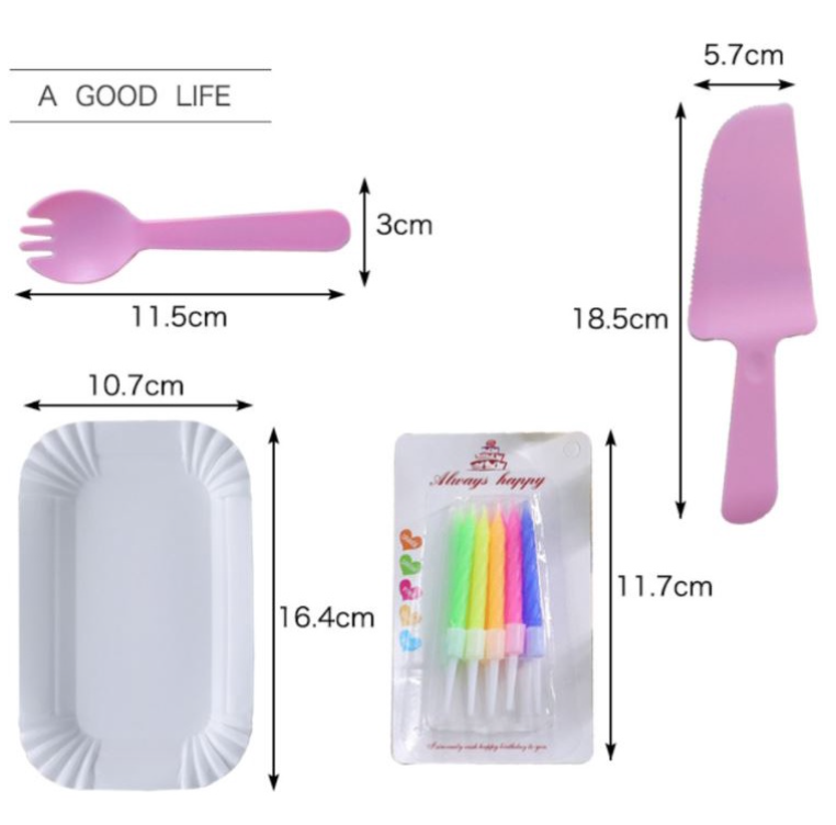 5 sets Disposable plate - Paper plate Party set birthday candle plastic fork knife set for party paper plates