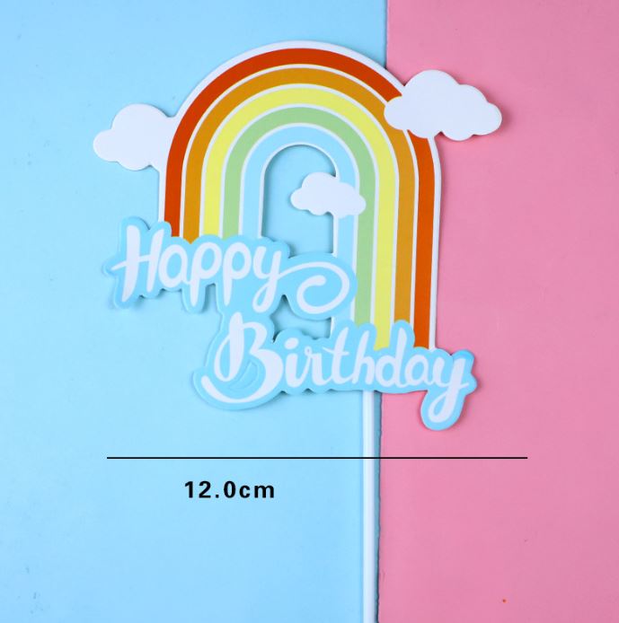 10pcs/pack rainbow & balloon cake topper baby girl boy birthday party decoration