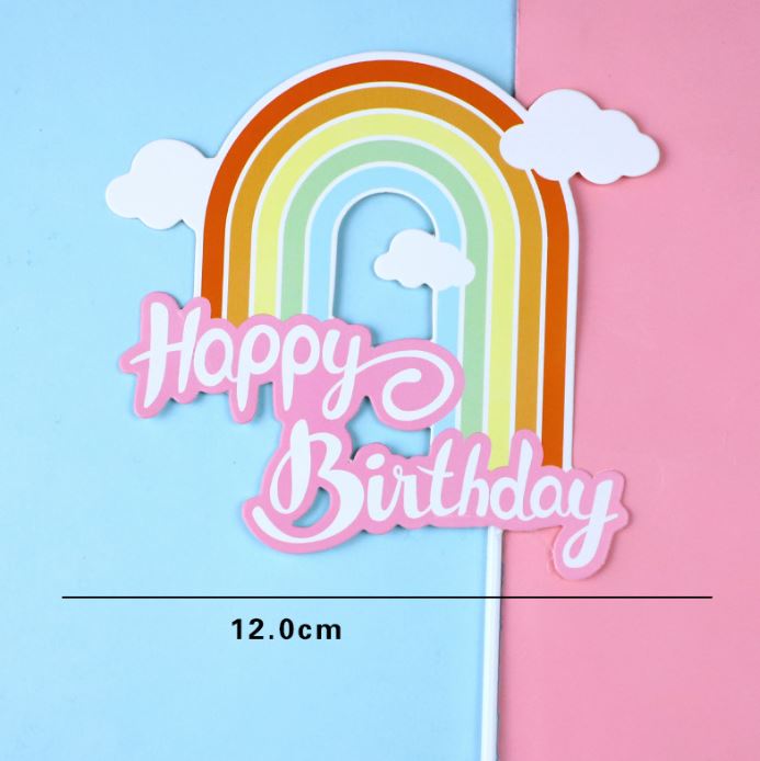 10pcs/pack rainbow & balloon cake topper baby girl boy birthday party decoration