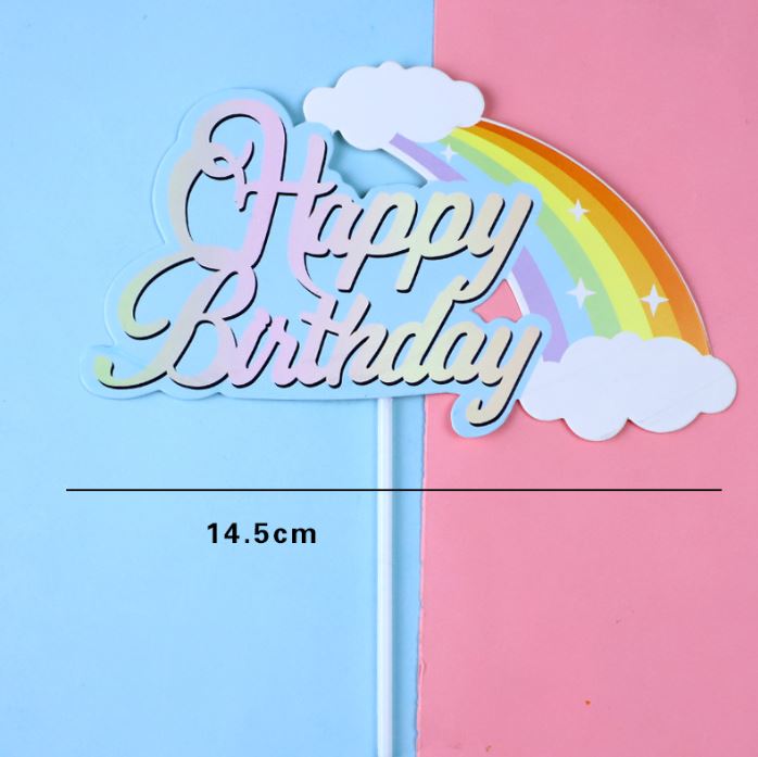 10pcs/pack rainbow & balloon cake topper baby girl boy birthday party decoration