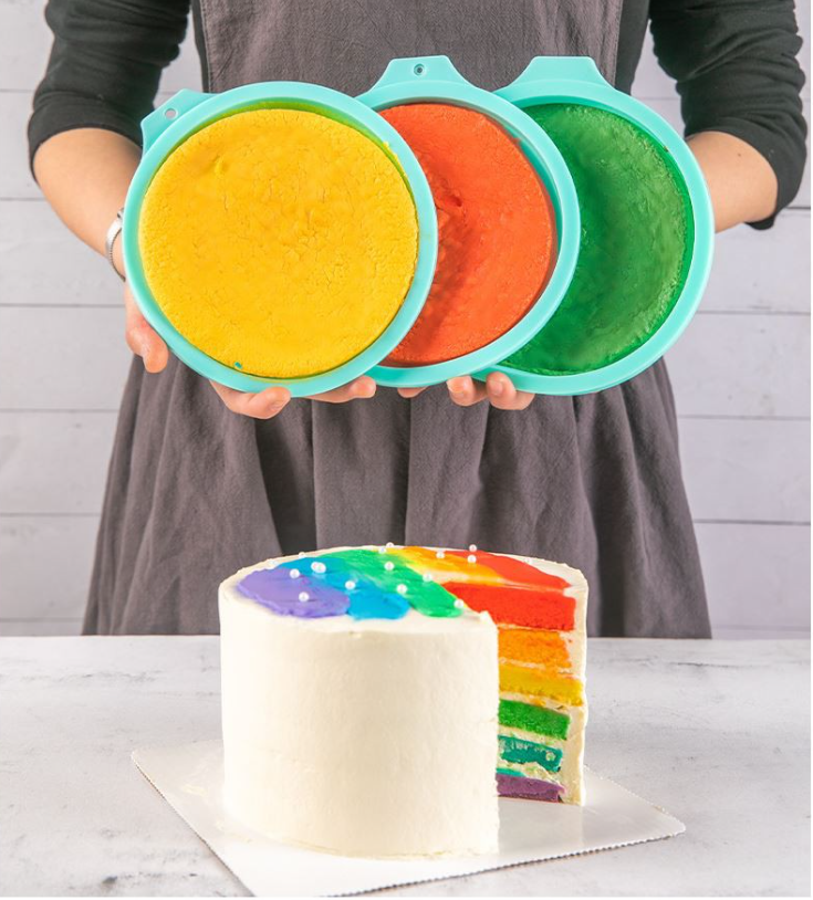 Shallow cake pan silicone baking mould for rainbow cake