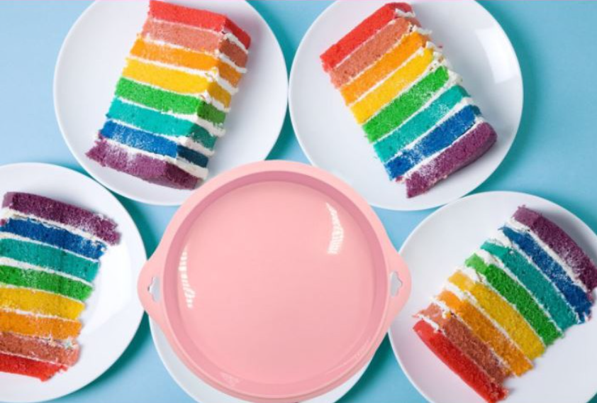 Shallow cake pan silicone baking mould for rainbow cake
