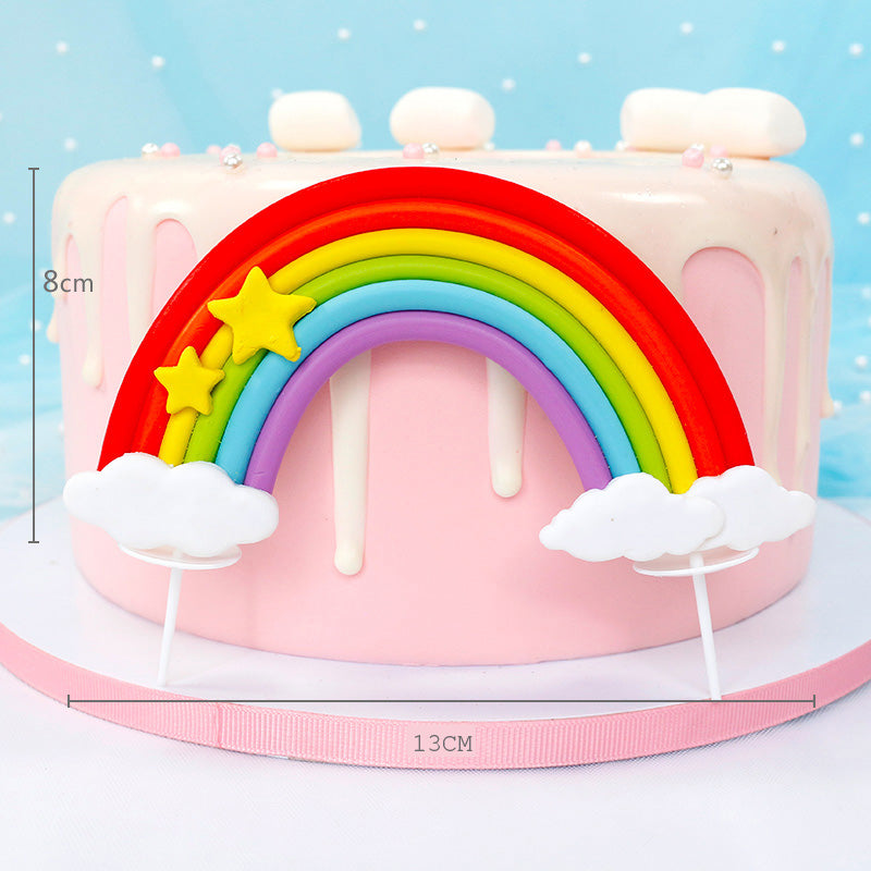Large rainbow topper - cake topper for birthday cakes in polymer clay