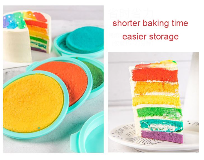 Shallow cake pan silicone baking mould for rainbow cake