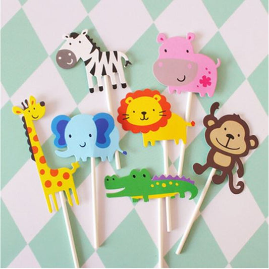 7pcs Topper - Safari animal cake topper happy birthday zoo toppers