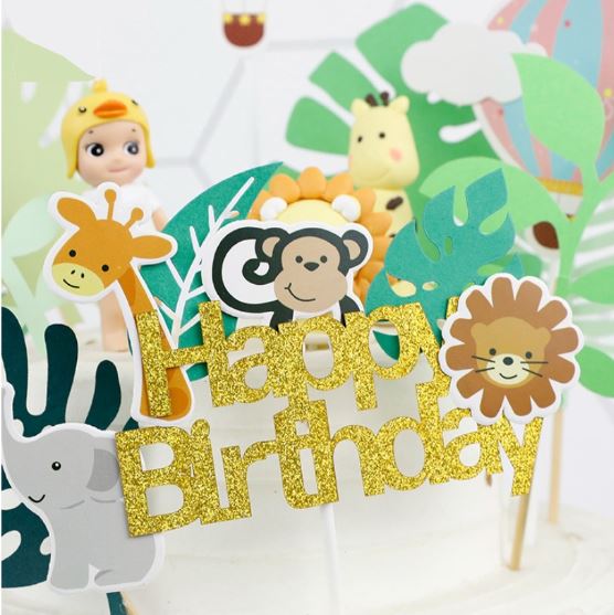 7pcs Topper - Safari animal cake topper happy birthday zoo toppers