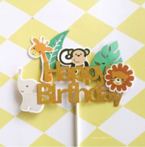 7pcs Topper - Safari animal cake topper happy birthday zoo toppers