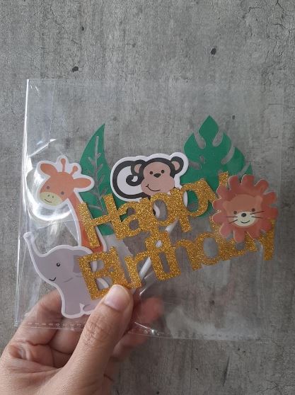 7pcs Topper - Safari animal cake topper happy birthday zoo toppers