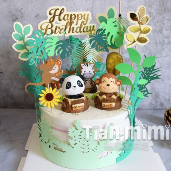 7pcs Topper - Safari animal cake topper happy birthday zoo toppers