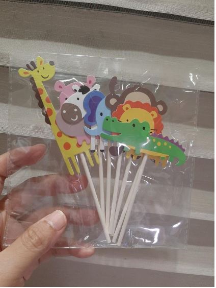 7pcs Topper - Safari animal cake topper happy birthday zoo toppers
