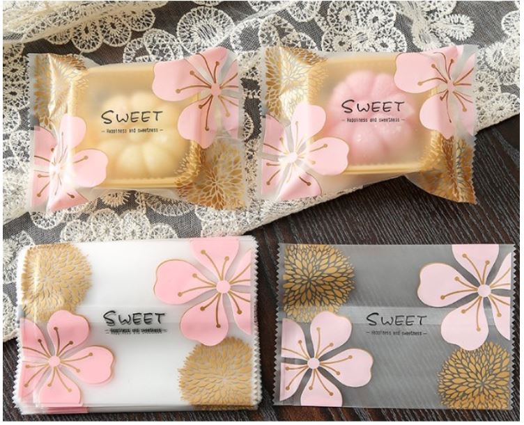 100pcs Bear rabbit heat sealer food wrappers sakura morandi bag packaging cookie wrapper sealing pineapple tart