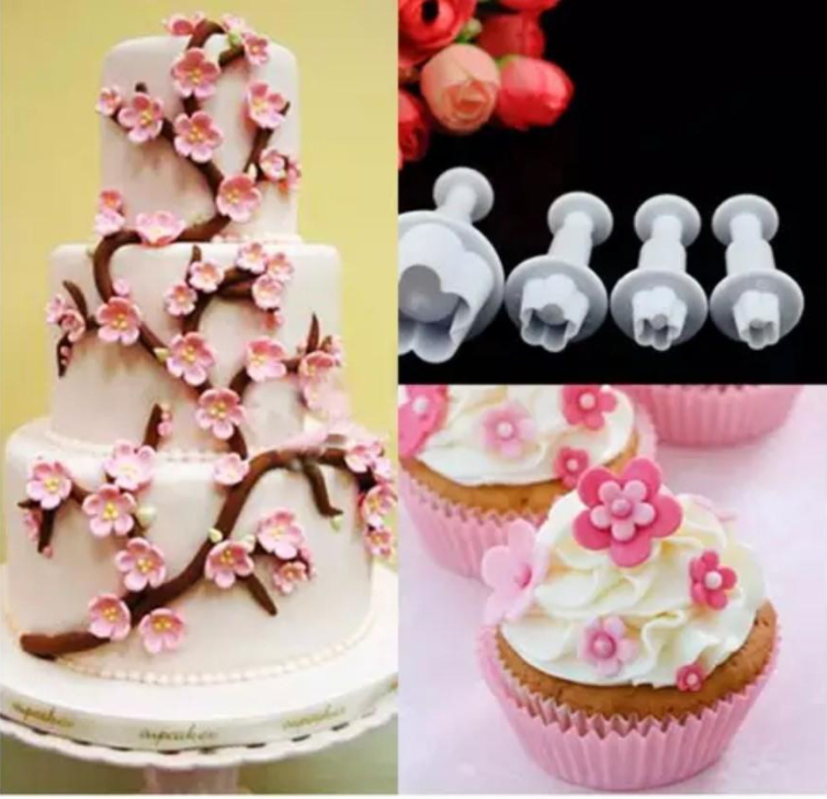 Blossom sakura 5 petal blossoms flower plunger cutter fondant mould