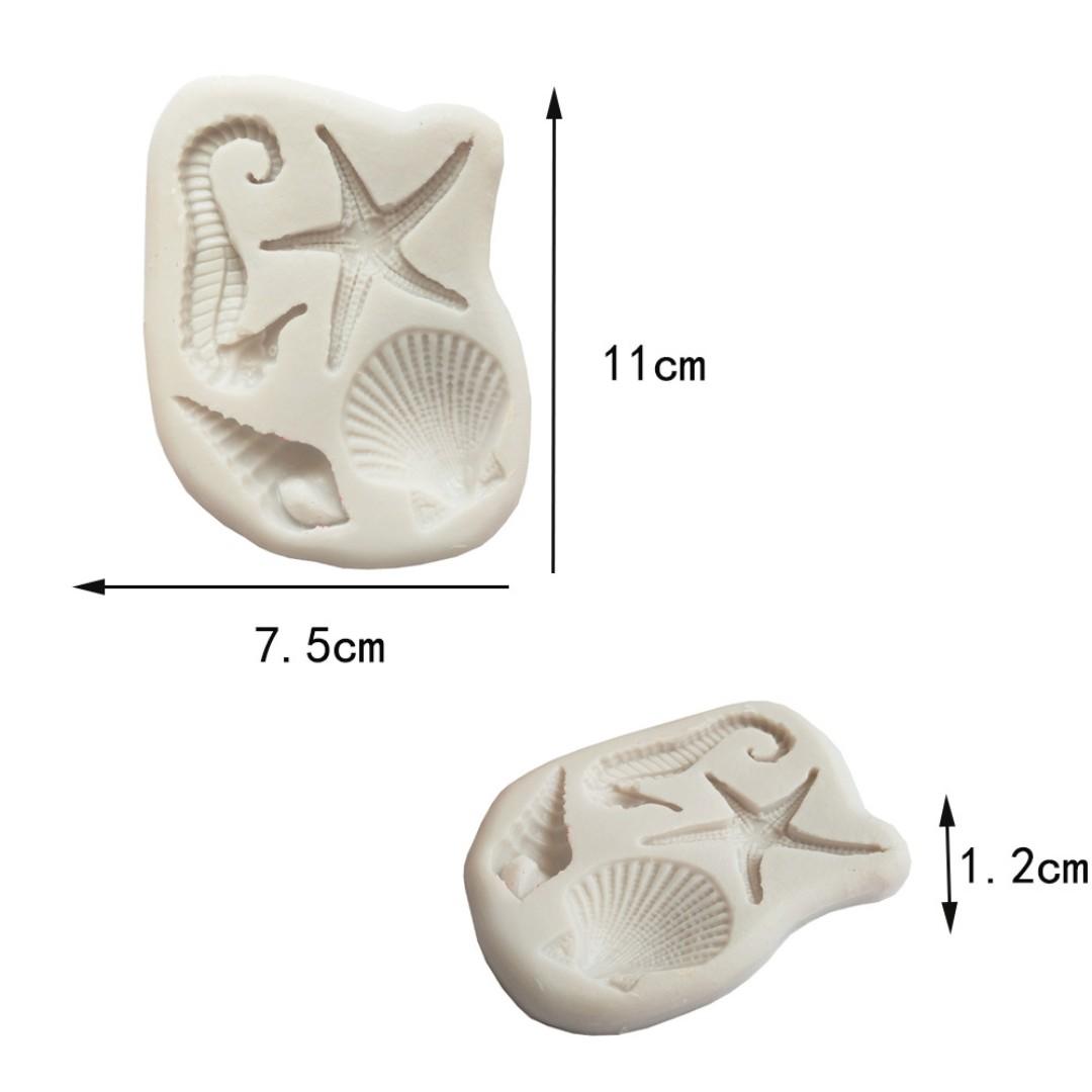 Seashell starfish seahorse ocean under the sea silicone mould little mermaid cake decorating tool silicon mold