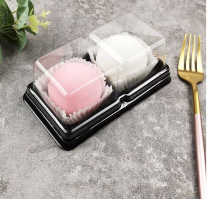 (10pcs) 2 cavity shanghai mooncake tray mooncake box transparent clear pastry box