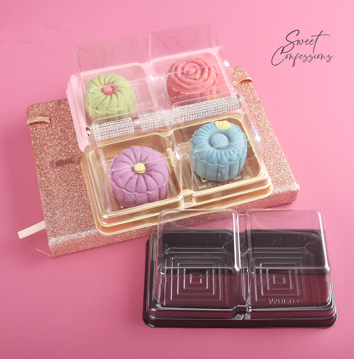 (10pcs) 2 cavity shanghai mooncake tray mooncake box transparent clear pastry box