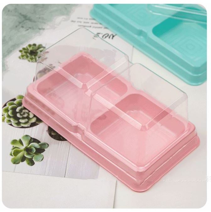(10pcs) 2 cavity shanghai mooncake tray mooncake box transparent clear pastry box
