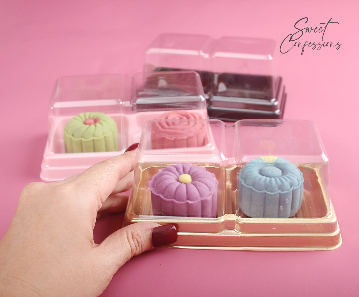 (10pcs) 2 cavity shanghai mooncake tray mooncake box transparent clear pastry box