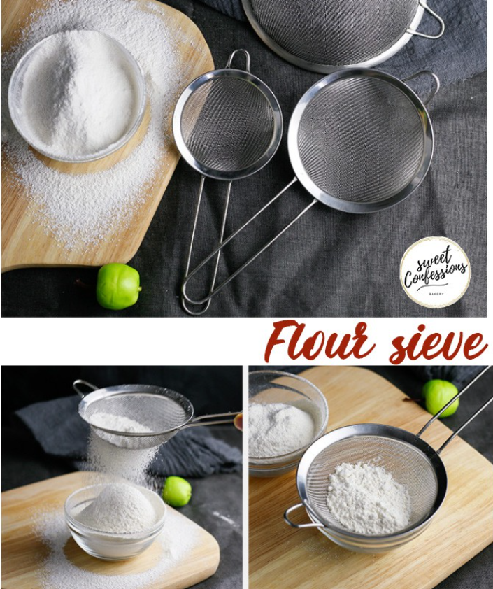 🇸🇬 6 / 8 / 10 inch flour sieve liquid sifter stainless steel round sieve