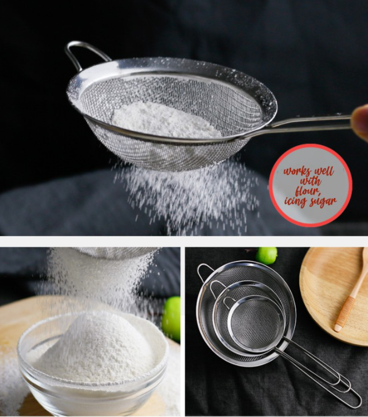 🇸🇬 6 / 8 / 10 inch flour sieve liquid sifter stainless steel round sieve