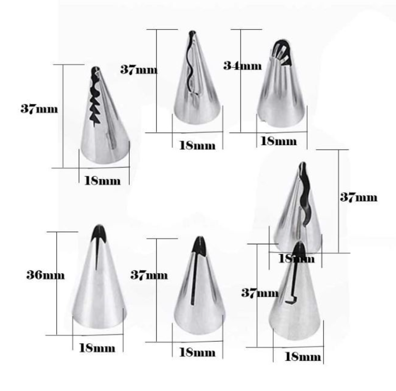 7pcs princess doll skirt ruffles piping nozzle tips buttercream piping set russian piping tip