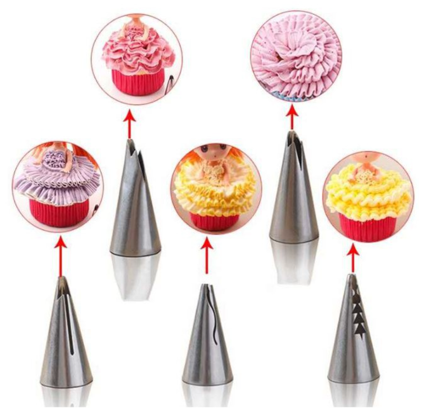 7pcs princess doll skirt ruffles piping nozzle tips buttercream piping set russian piping tip