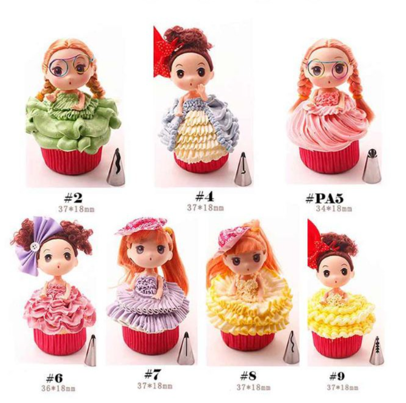 7pcs princess doll skirt ruffles piping nozzle tips buttercream piping set russian piping tip