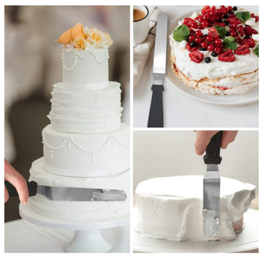 🇸🇬3pcs / 7pcs LONG offset spatula angled smoother palette knife stainless steel buttercream spreader
